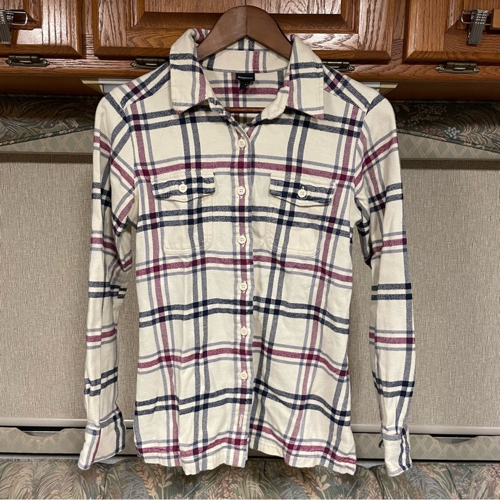 PATAGONIA ORGANIC COTTON MIDWEIGHT FJORD FLANNEL Utility Shirt Ivory Plaid 2